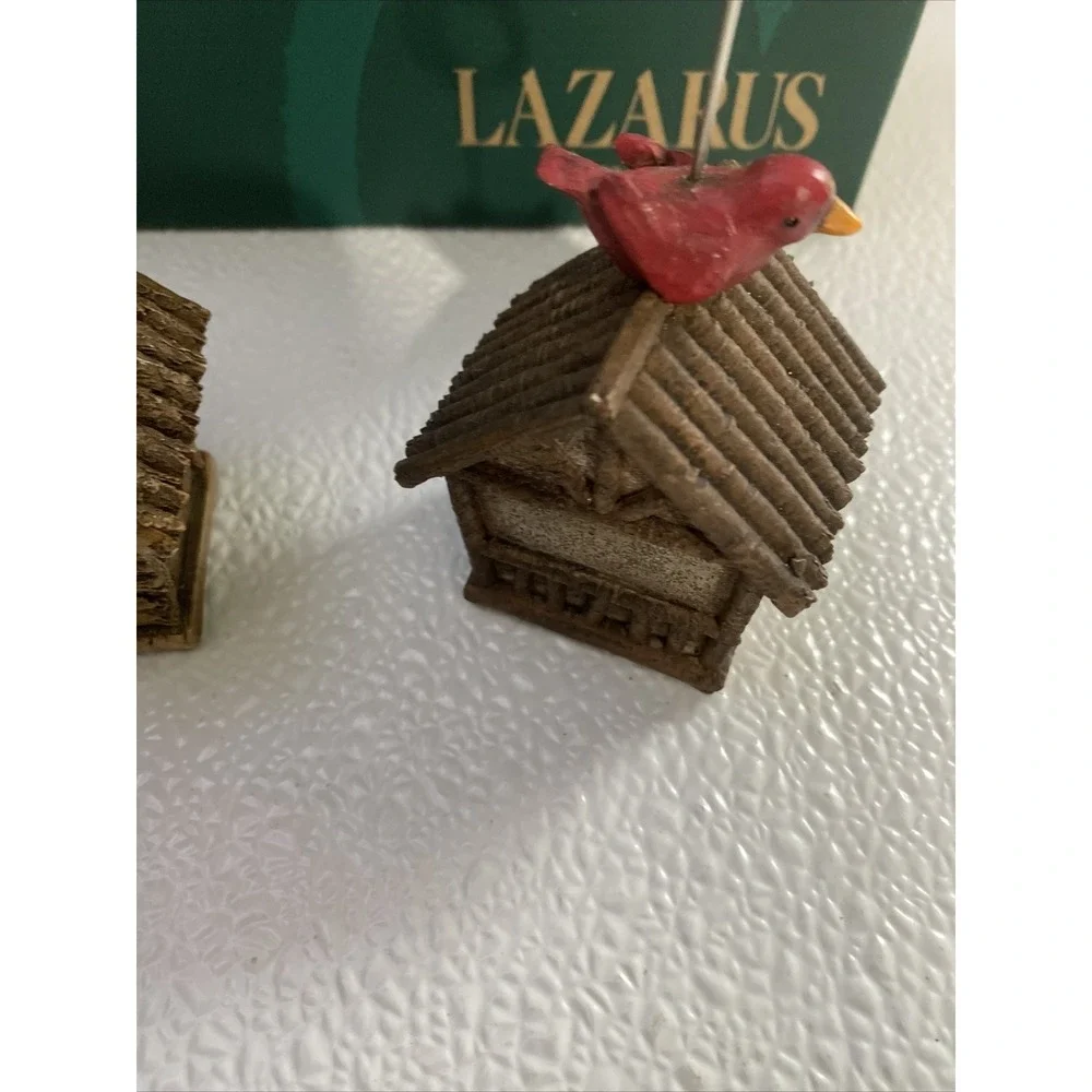 Lazarus Birdhouse Cardinal Place Card Photo Holders Set of‎ 2 Rustic Christmas
